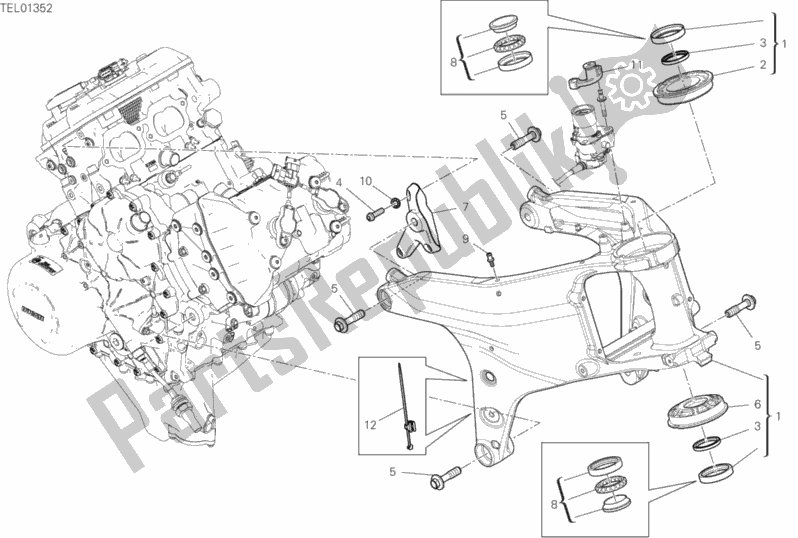 All parts for the Frame of the Ducati Streetfighter V4 S Thailand 1103 2020